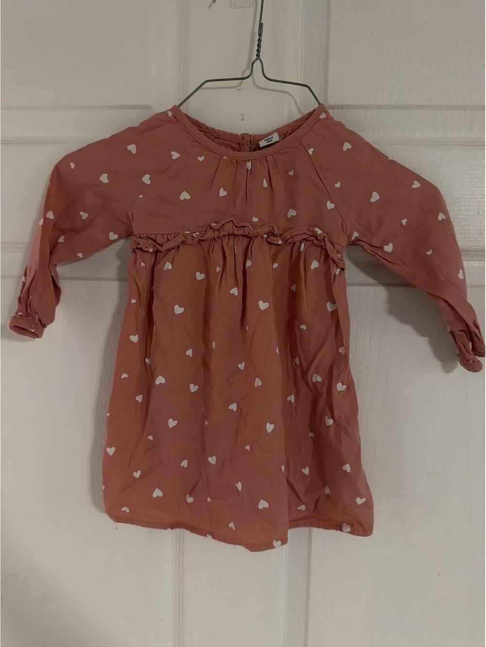 Toddler Pink Heart Print Long Sleeve Dress